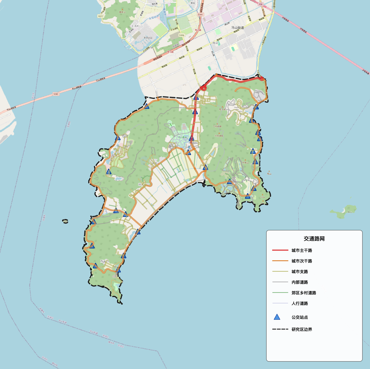 图3.10 马山半岛交通路网分级图